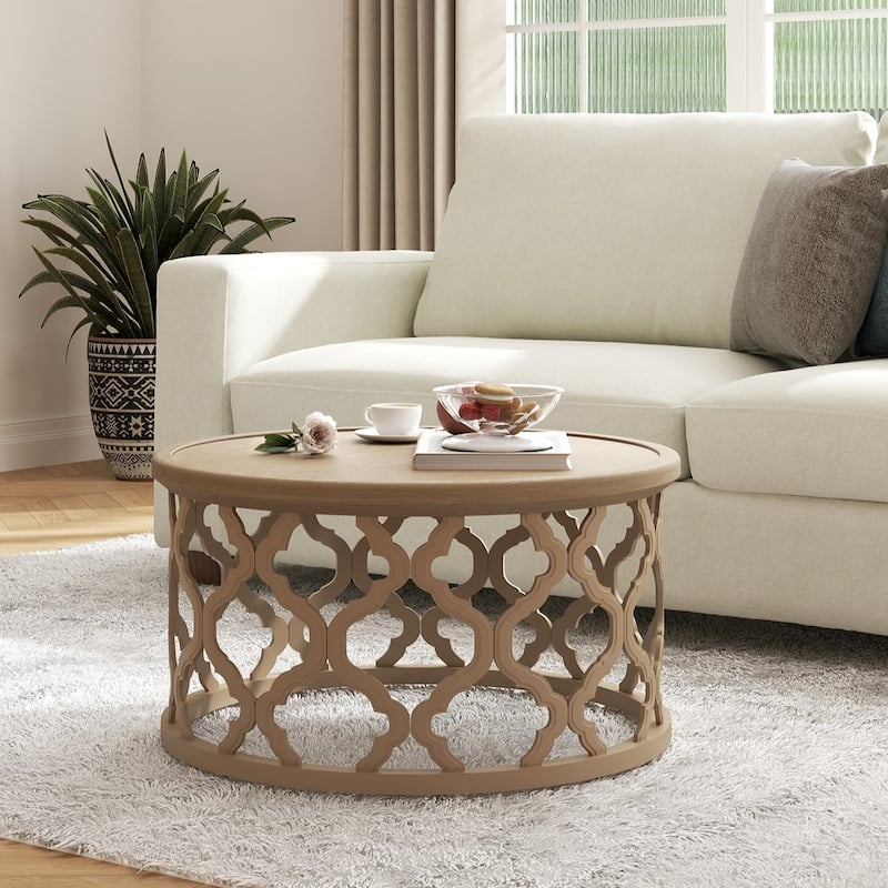 CO-Z 30" Rustic Farmhouse Round Coffee Table