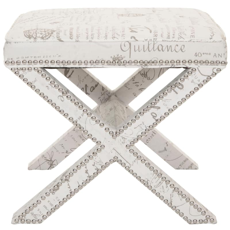 SAFAVIEH Shavonne X-Bench Ottoman - Multi/Beige
