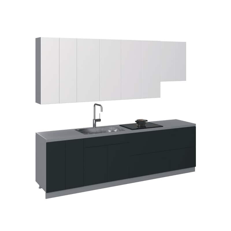 Kitchen Contemporary Collection Black & White Gloss Color Base Size 9.5Ft Wide - 114x24 - White
