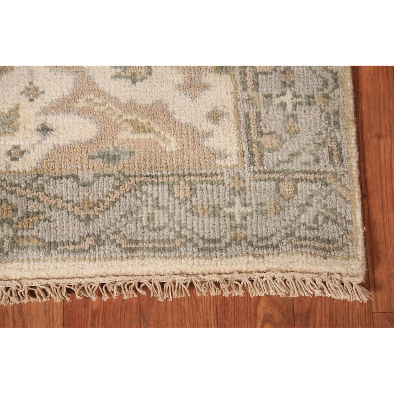 Ivory Oushak Oriental Runner Rug Handmade Wool Carpet - 2'7" x 8'2"
