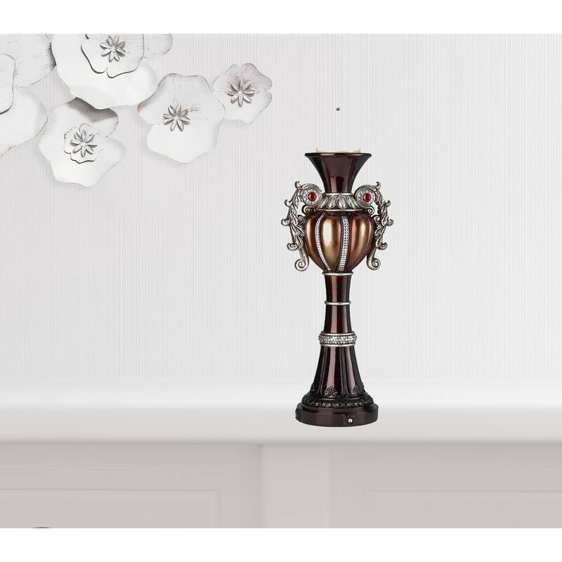 HomeRoots Set Of Two Bronze Tabletop Urn Shape Pillar Candle Holders - 8