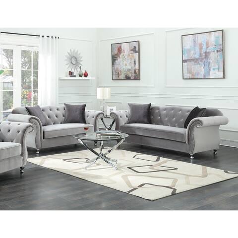 Victoria Silver 2-piece Velvet Living Room Set