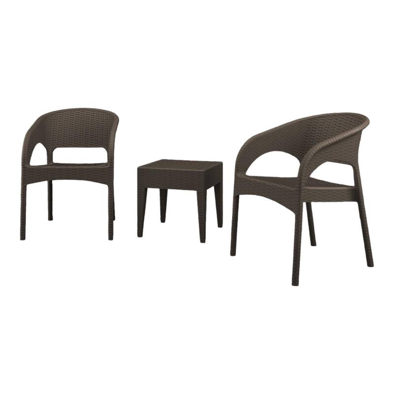 3-Piece Brown Patio Seating Conversation Set 32"