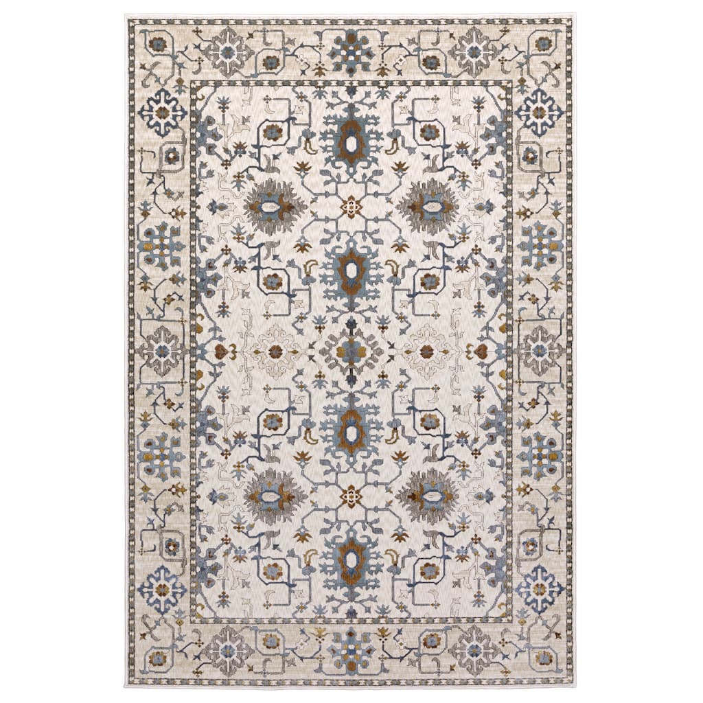Style Haven Everly Traditional Inspirations Ivory/ Blue Area Rug