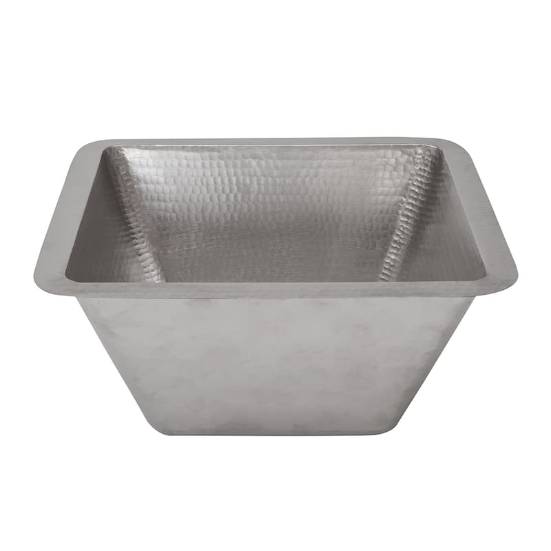 15-in Square Under Counter Hammered Copper Bathroom Sink in Nickel (LSQ15EN)