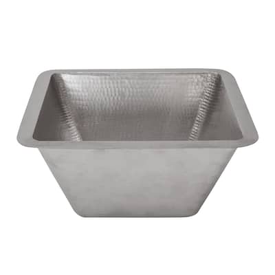 15-in Square Under Counter Hammered Copper Bathroom Sink in Nickel (LSQ15EN)