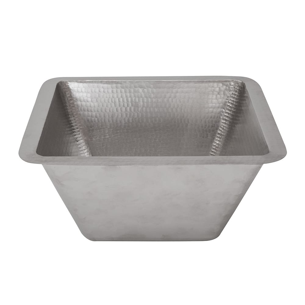 15-in Square Under Counter Hammered Copper Bathroom Sink in Nickel (LSQ15EN)