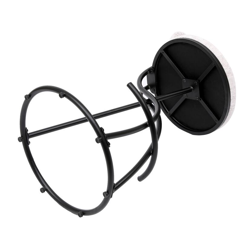 GDFStudio - Lunara Velvet Upholstered Armless Counter Height Bar Stool with Metal S-Shaped Legs and Circular Backrest, Set of 2