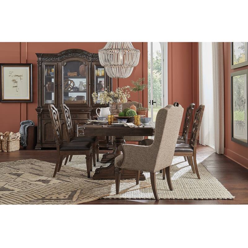 Magnussen Home Durango Willadeene Brown Upholstered Host Chair Two Pack - 27''W x 25.13''D x 45.38''H