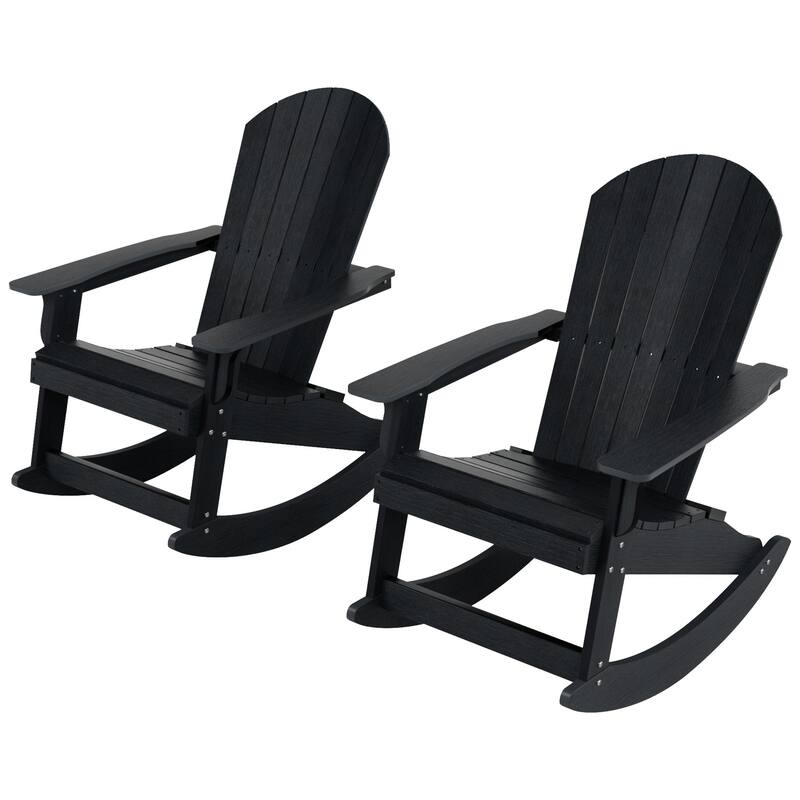 Vineyard HIPS Outdoor Eco-Friendly All Weather Seashell Rocking Adirondack Chairs (Set of 2)