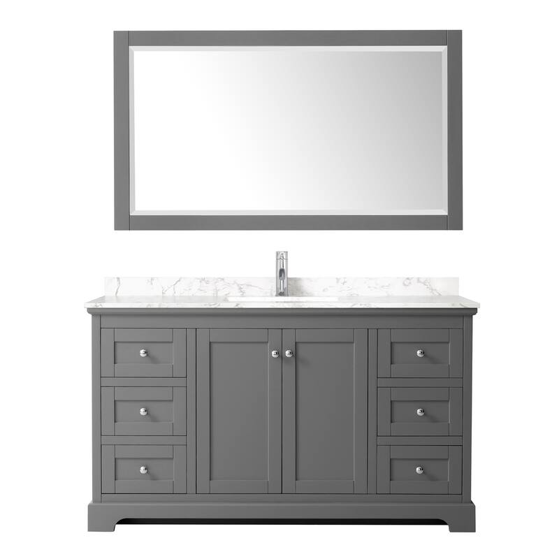 Avery 60 Inch Single Vanity, Cultured Marble Top, 58 Inch Mirror