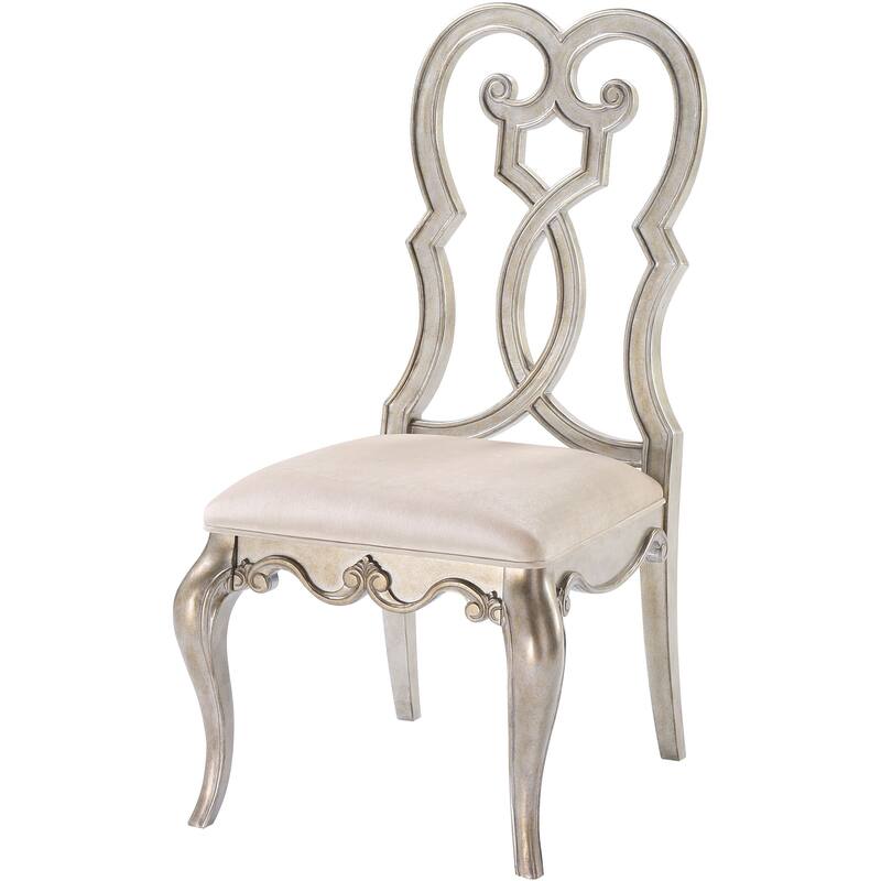 HomeRoots Set of Two Ivory and Champagne Upholstered Velvet And Solid Wood Dining Side Chairs