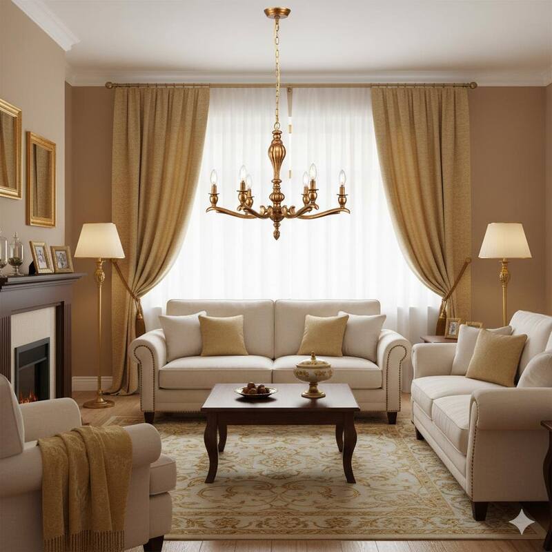 The Provence 6-Light Chandelier in Antique Brass - Antiquity Brass