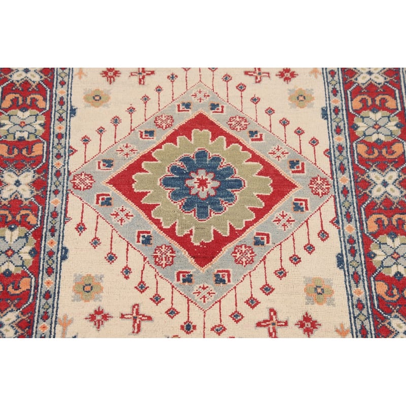 Kazak Accent Rug Handmade Wool Carpet - 3'4" x 4'10"