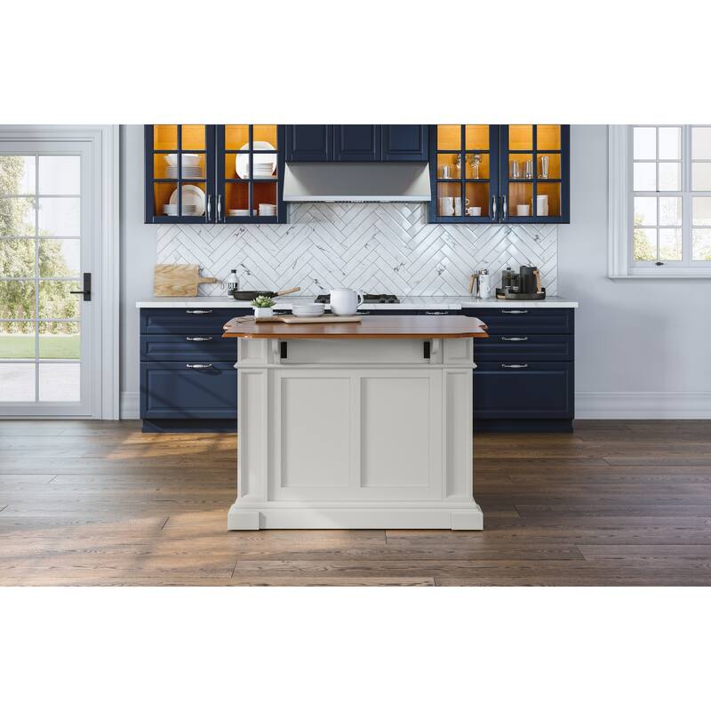 Copper Grove Cannington White Distressed Oak Kitchen Island