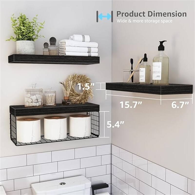 Toilet Paper Holder Small 16 inch Set of 3 - 6.7"D x 15.7"W x 1.5"H