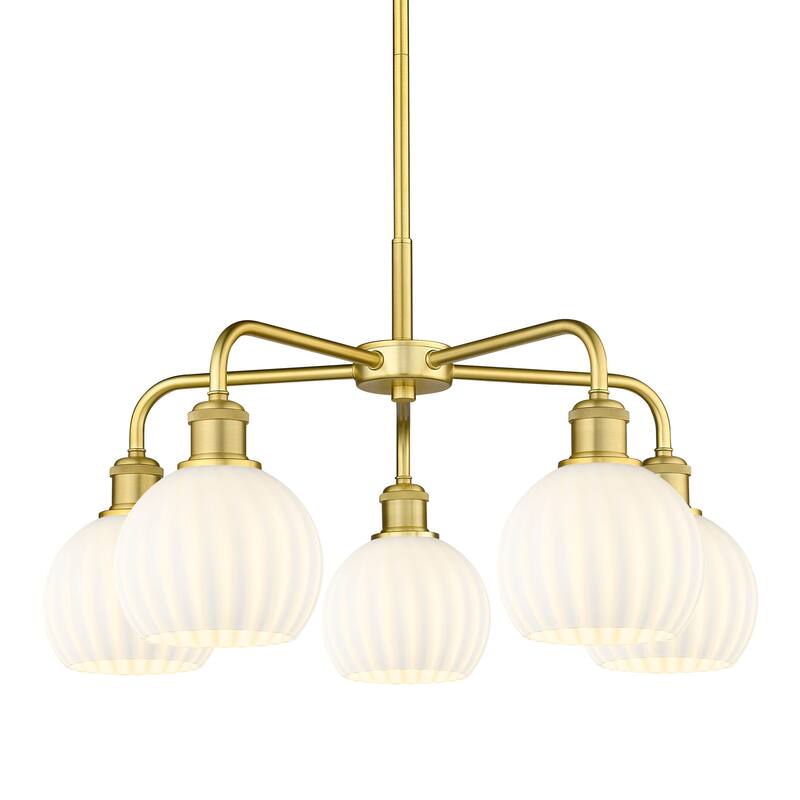 Innovations Lighting 516-5C-14-24-White Venetian-Indoor Chandelier - Satin Gold / White Venetian