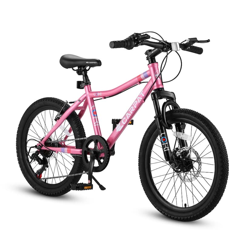 20 In. Steel Mountain Bike with 7 Speed for Kids - Pink