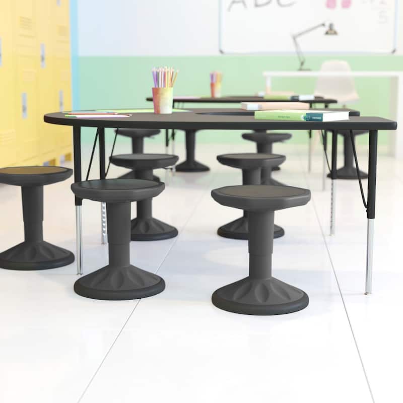Kids Adjustable Height Active Learning Stool for Classroom and Home - 13"D x 13"W x 13.5" - 18.25"H