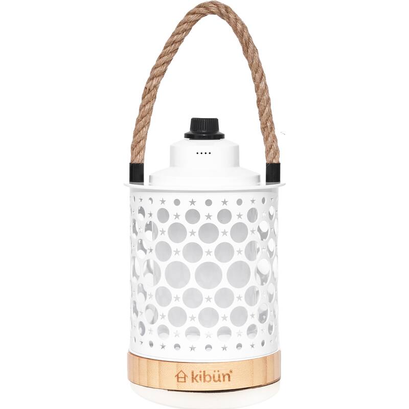 Kibun by Bulbrite Stargaze Cordless LED Outdoor Table Lamp with Dimmer, 3-Level Brightness with Dual Power Source - White