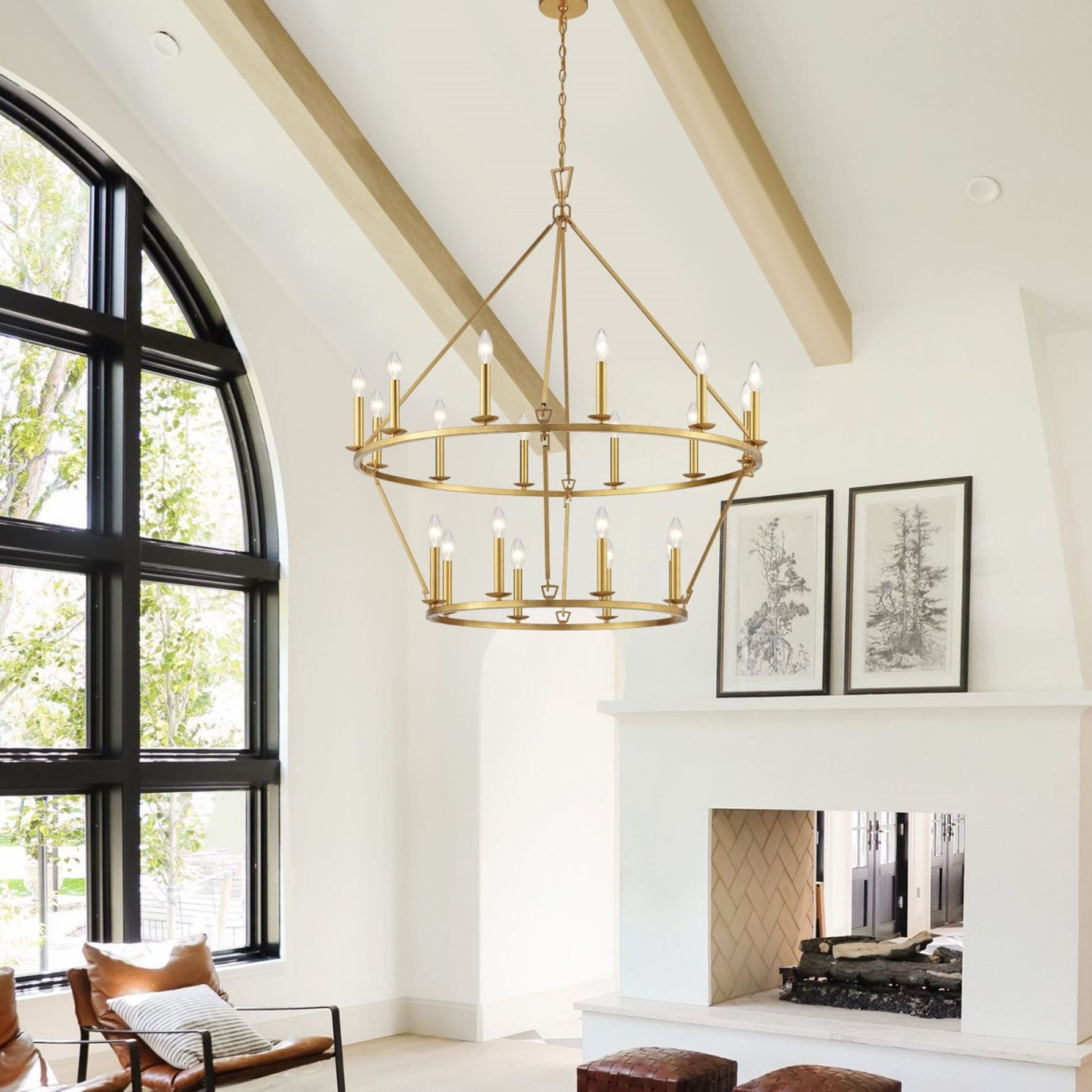 Wagon wheel gold chandelier hot sale