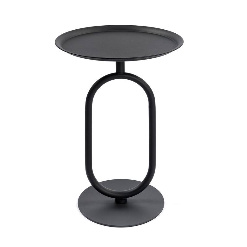 Lantern-shaped Metal End Table, Small Round Side Table, Modern Coffee Drink Cocktail Table