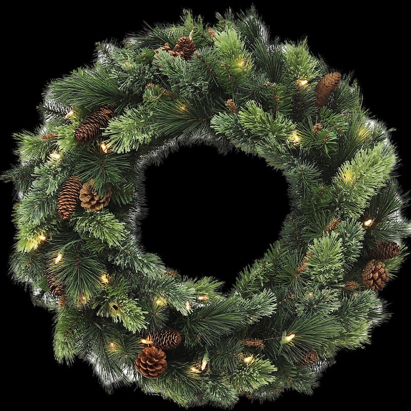 Christmas 2 ft. Killington Wreath 50 LED Lighted w/PineCones - 2 Ft.