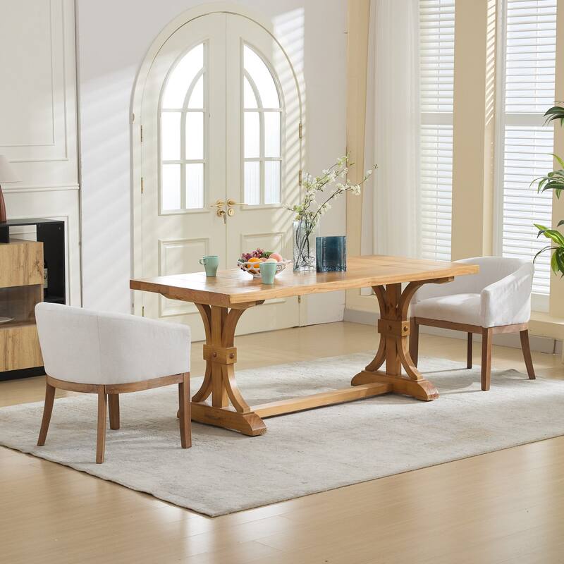 GDF Studio - Winslow Mid-Century Modern Barrel Dining Chair with Arms and Linen Upholstery