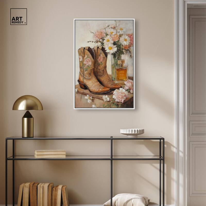 Delicate Floral Boots II Canvas by Art Remedy