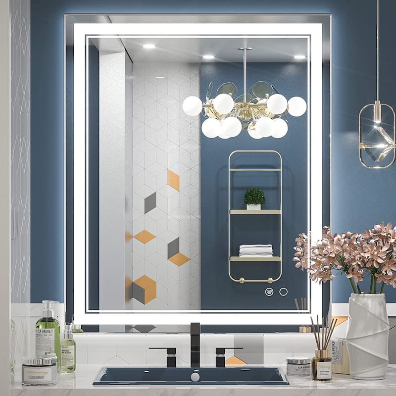 KEONJINN LED Lighted Bathroom Vanity Mirror 3 Colors Lights Wall Mirror - 36x30