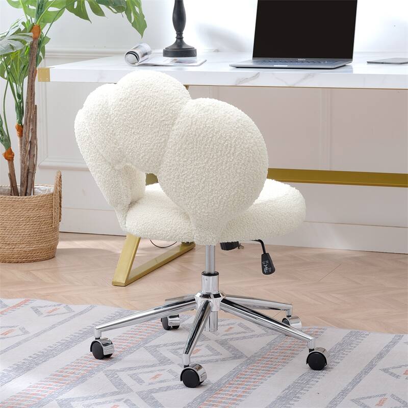 360 Swivel Height Adjustable Teddy Fabric Chair