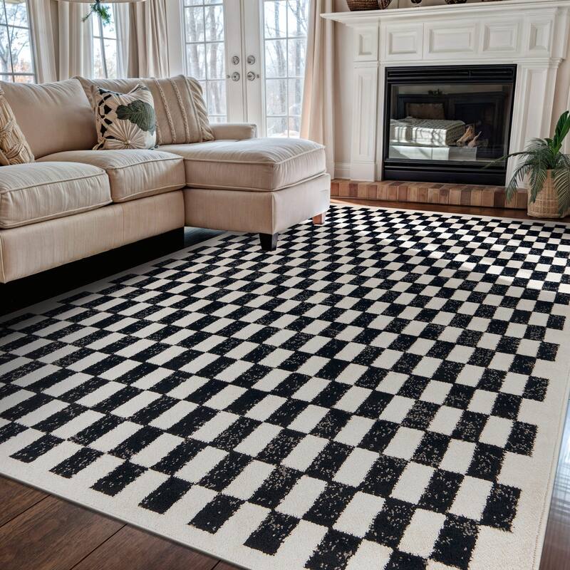 Distressed Abstract Area Rug