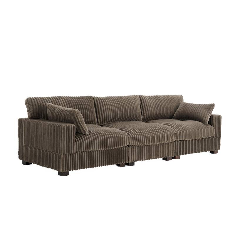Plush Flannel Modular Sectional Sofa for Living Room