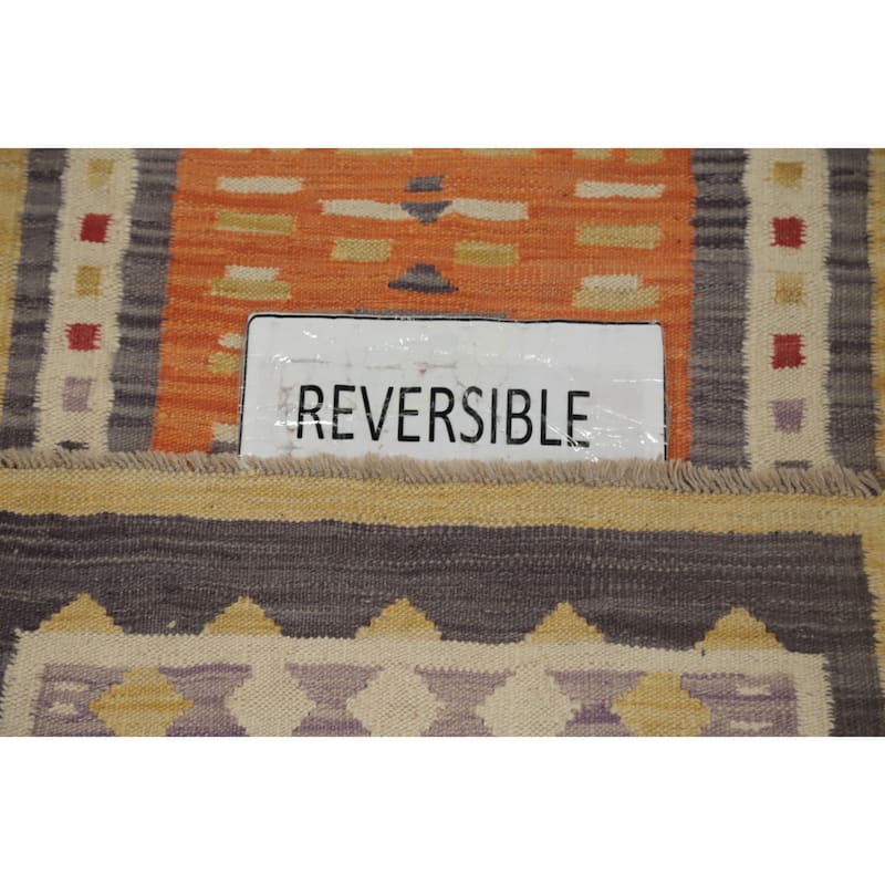 Hand Woven Oriental 100% Wool Carpet Southwestern Tribal Multi-Colored Kilim Runner Rug - 5' 8'' X 1' 9''