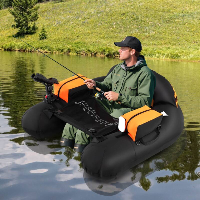 Costway Inflatable Float Tube with Adjustable Fishing Rod Holder Fish - See Details