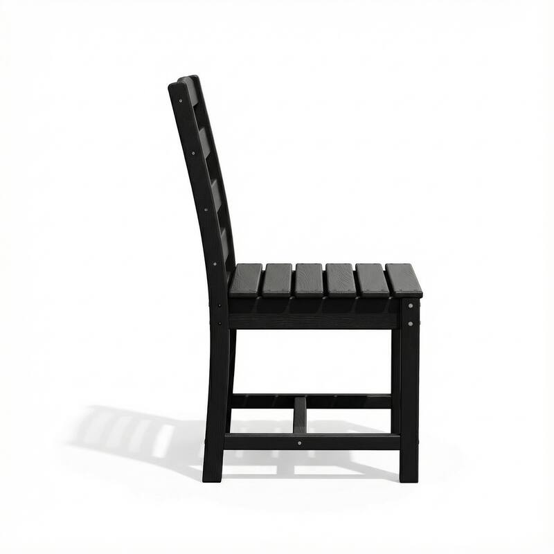 Set of 2 Outdoor Dining Chairs with Armrests, HDPE All Weather Patio Chairs, Waterproof UV Resistant Wood Grain Armchai