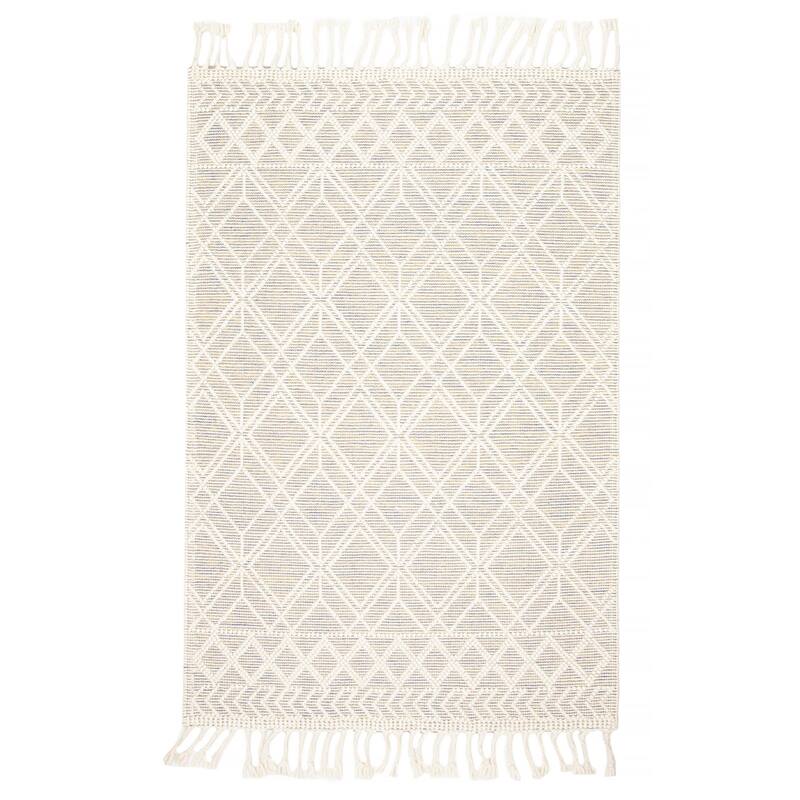 ECARPETGALLERY Braid weave Sienna Cream Wool Rug - 5'0 x 7'8 - Cream - 5'0 x 7'8
