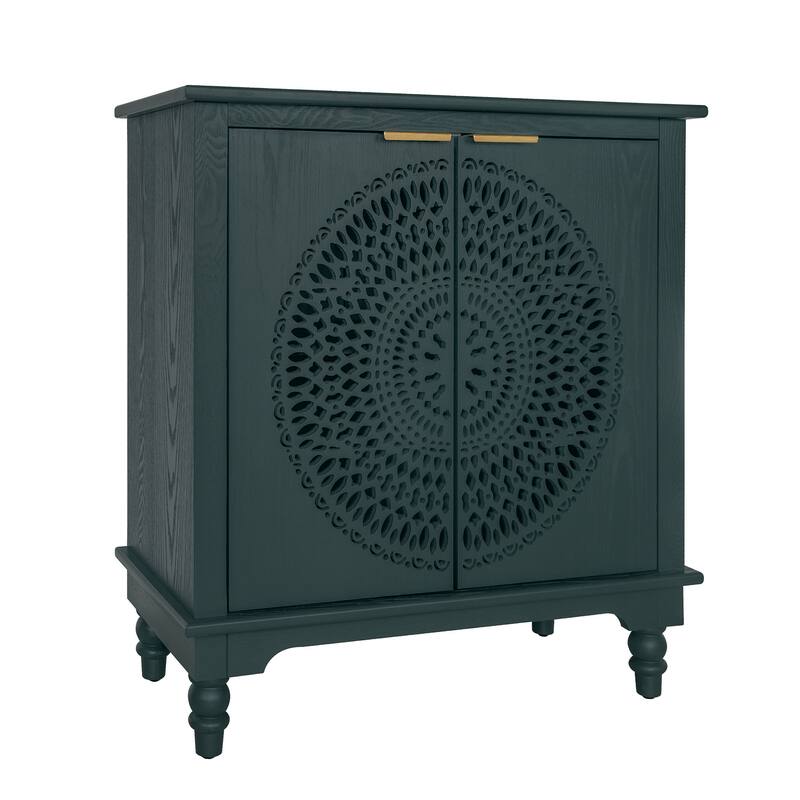 Sideboard Buffet Cabinet, Storage Cabinet with Carved Hollow Pattern, Accent Cabinet with Adjustable Shelf
