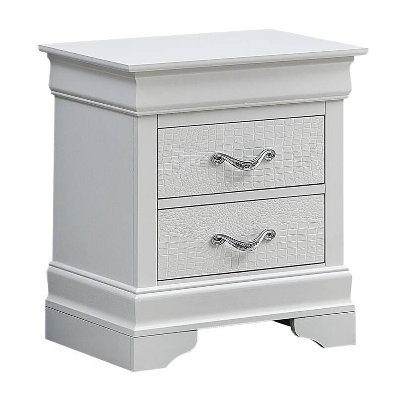 Silver Champagne Transitional Nightstand with Two Drawers