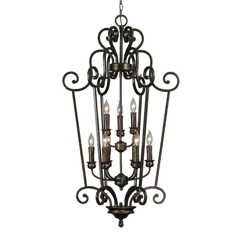 Golden Lighting's Heartwood 2 Tier - 9 Light Caged Foyer