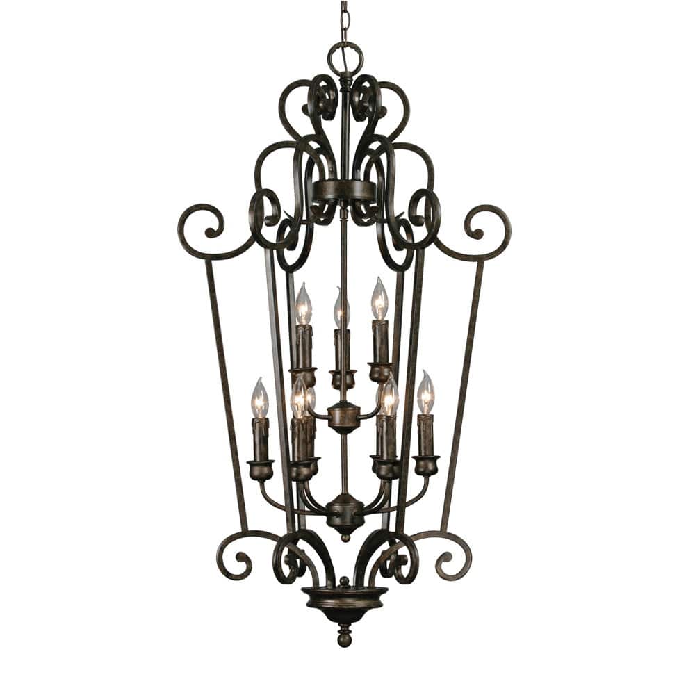 Golden Lighting's Heartwood 2 Tier - 9 Light Caged Foyer