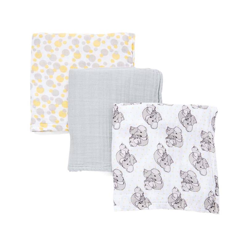 3 Coordinating Muslin Baby Swaddling Blankets - N/A - Multi