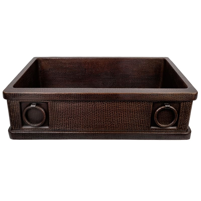 33-in Hammered Copper Apron Front Single Basin Kitchen Sink w/ Rings (KASDB33229R)