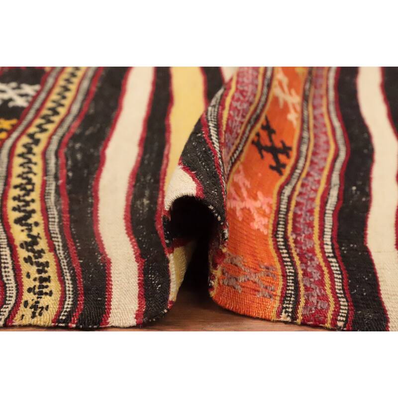 Hand Woven Oriental 100% Wool Carpet Southwestern Tribal Multi-Colored Kilim Area Rug - 8' 2'' X 5' 4''