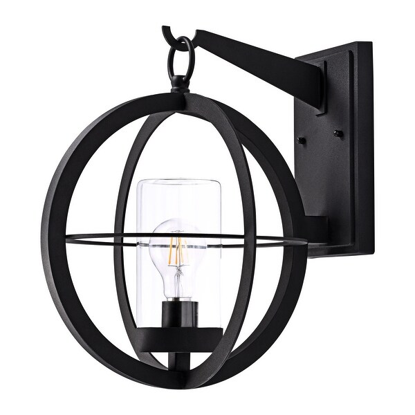 1-Light 12" Black Global Outdoor Wall Lantern Sconce with ...