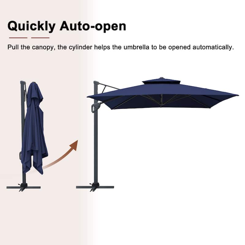 10ft Patio Square Patio Cantilever Umbrella With Crank(Without Base)