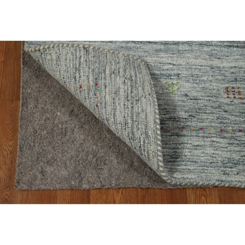 Tribal Blue Gabbeh Indian Rug Hand-Knotted Wool Carpet - 3'11" x 5'8"