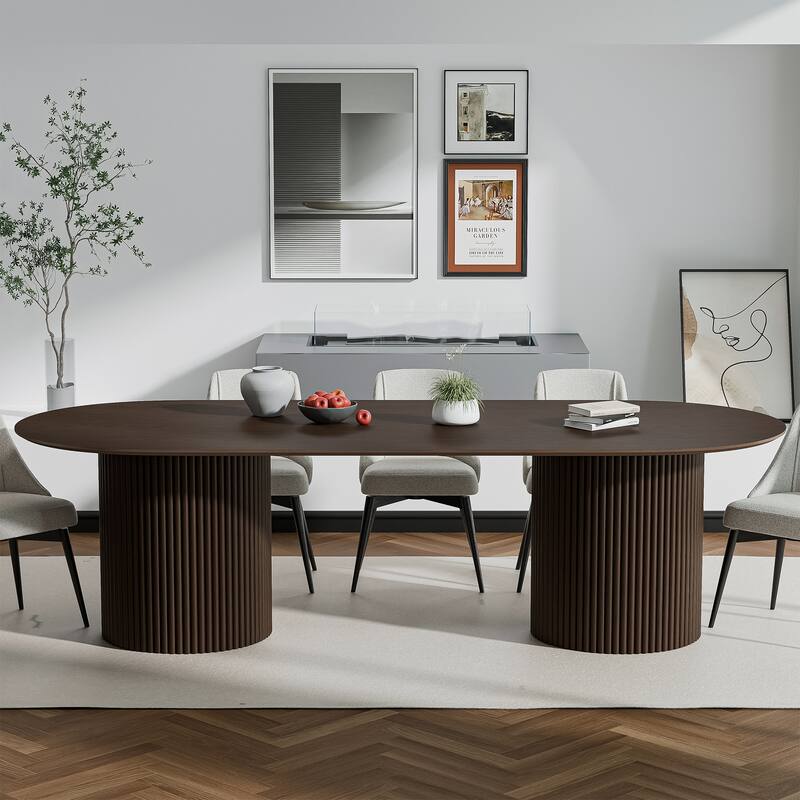 86" Big Solid Wood Oval Table Conference Table for Large Meeting Rooms - Walnut
