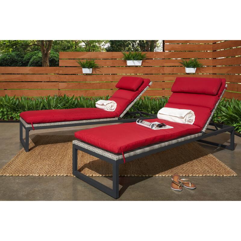 Milo Gray 2 Piece Sunbrella Outdoor Patio Chaise Lounges