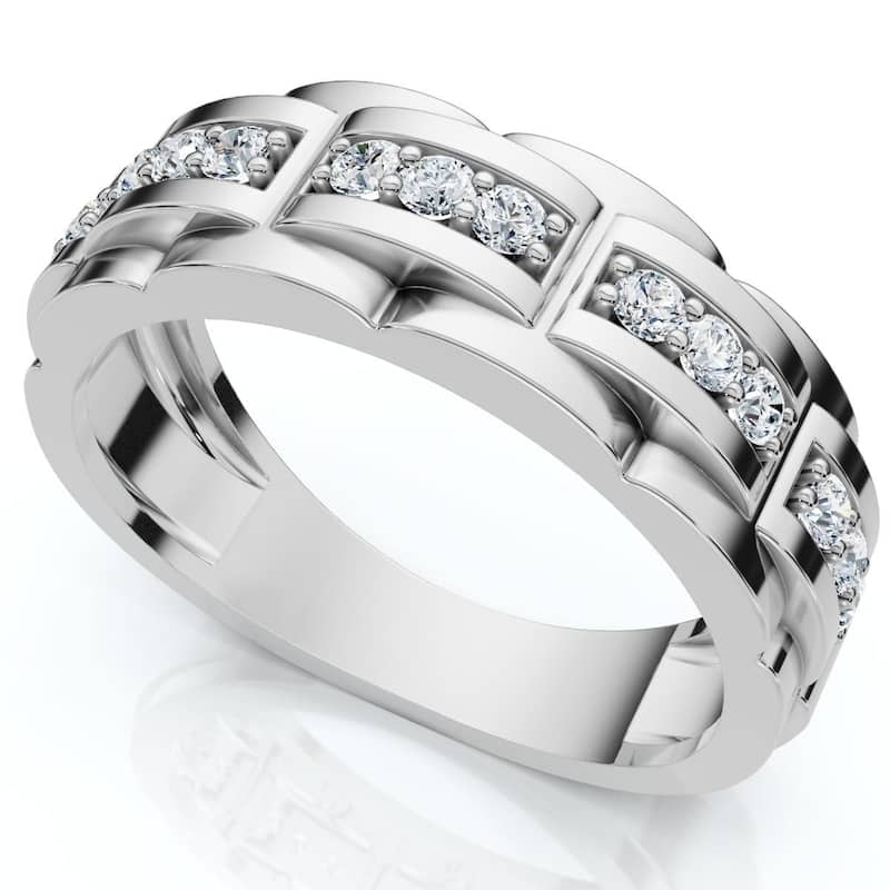 Bliss Diamond 1/3 Ct Mens Lab Grown Diamond Wedding Ring White Gold Anniversary Band